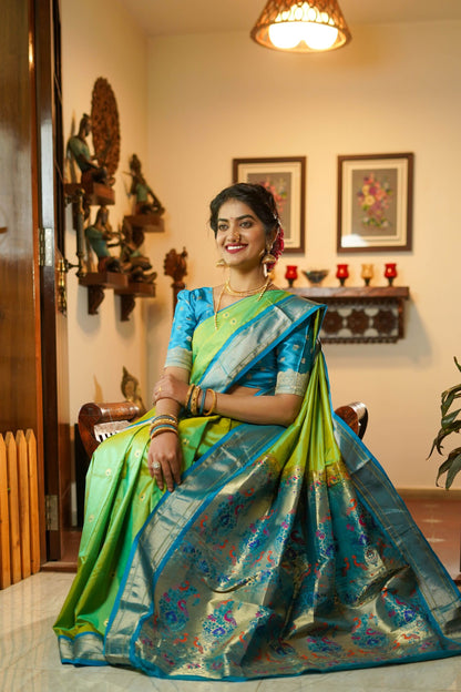 Green Paithani Silk Saree