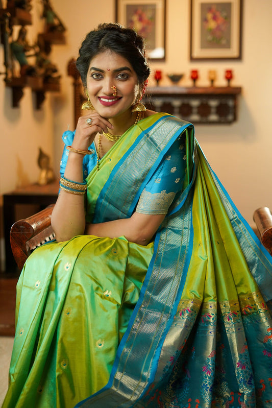 Green Paithani Silk Saree