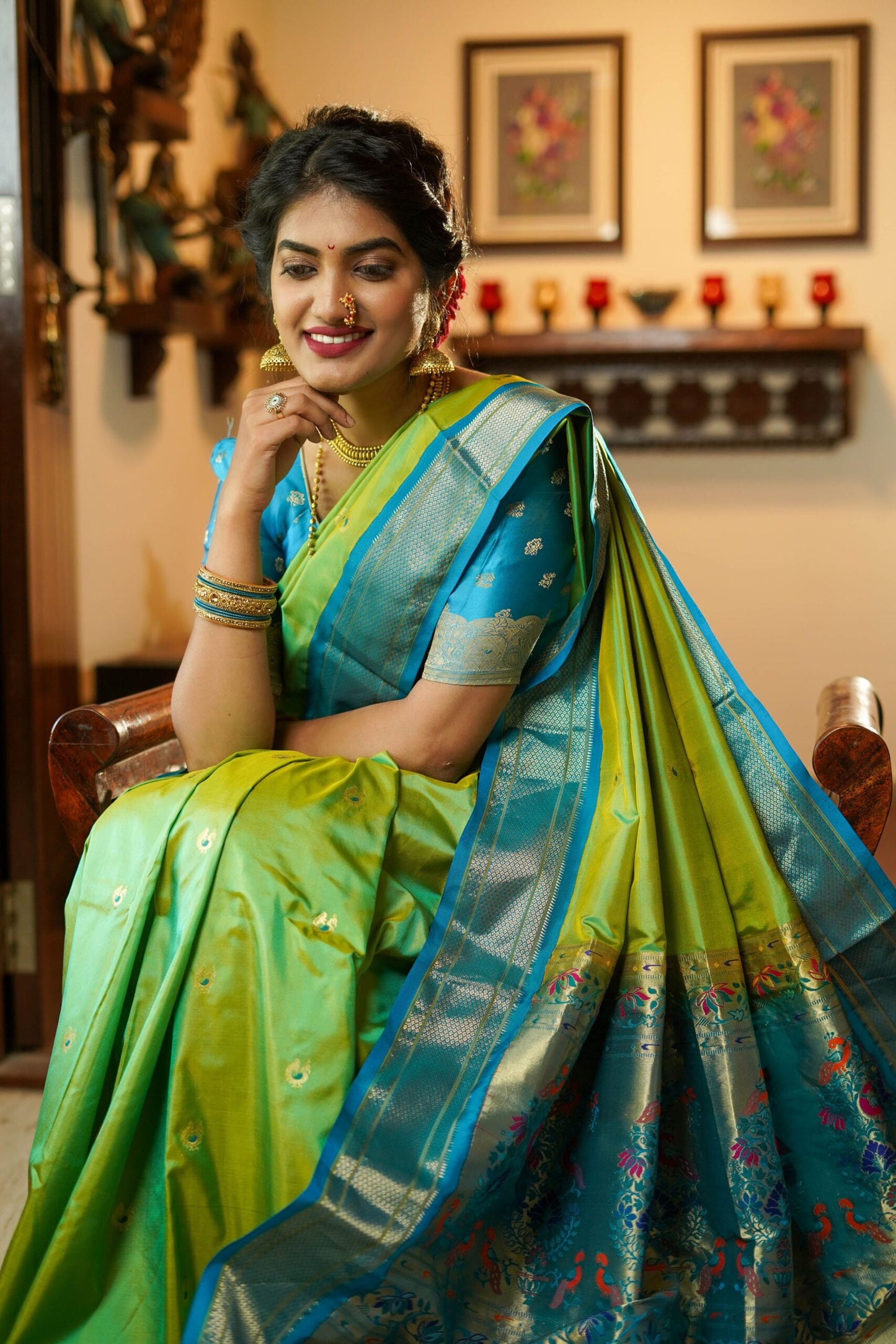 Green Paithani Silk Saree