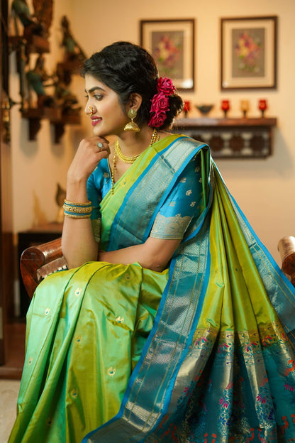 Green Paithani Silk Saree