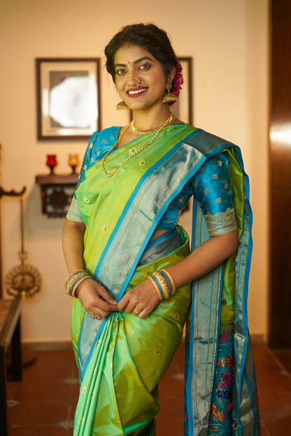 Green Paithani Silk Saree