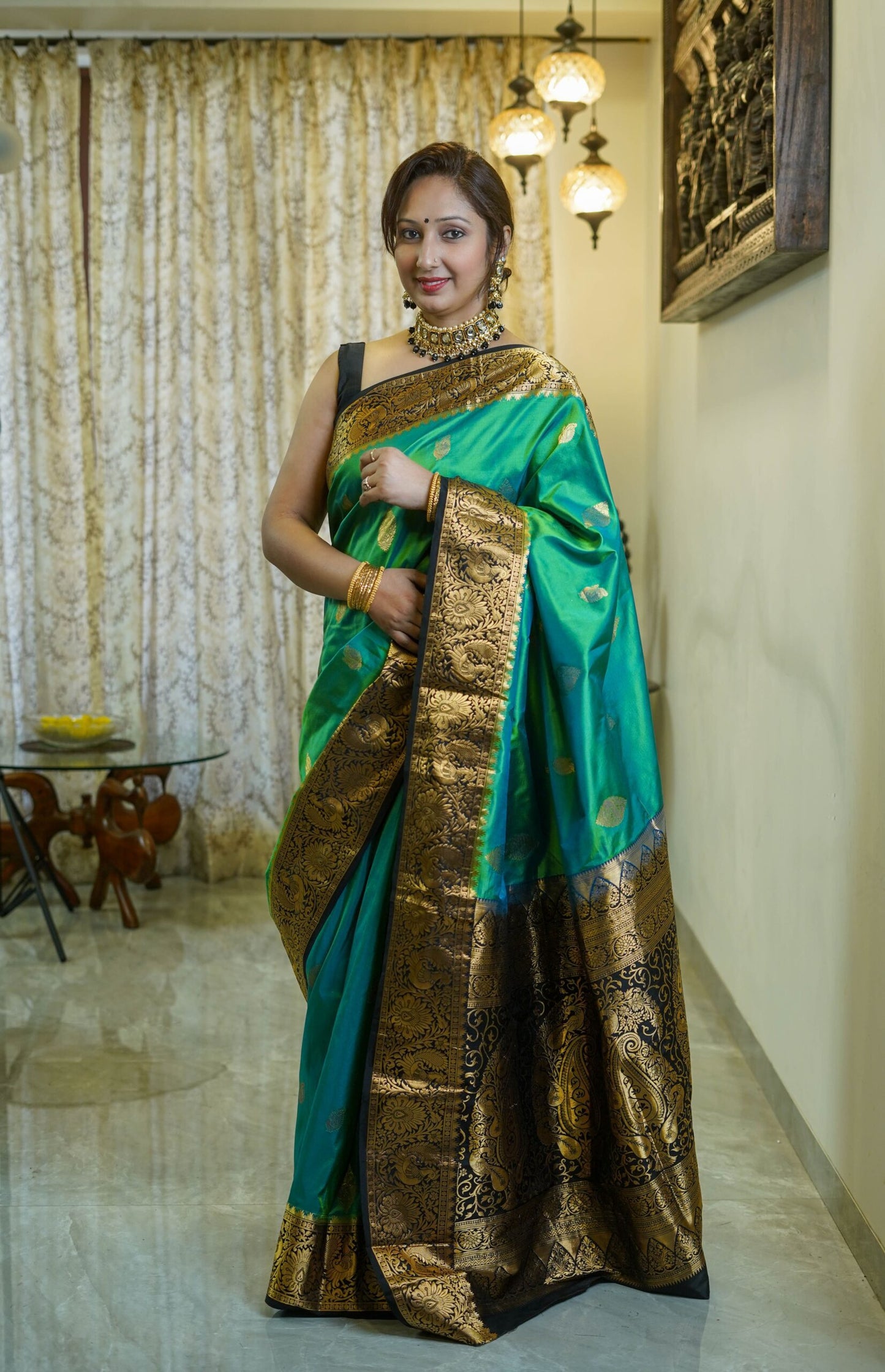 Ocean Blue Gajalakshmi Saree