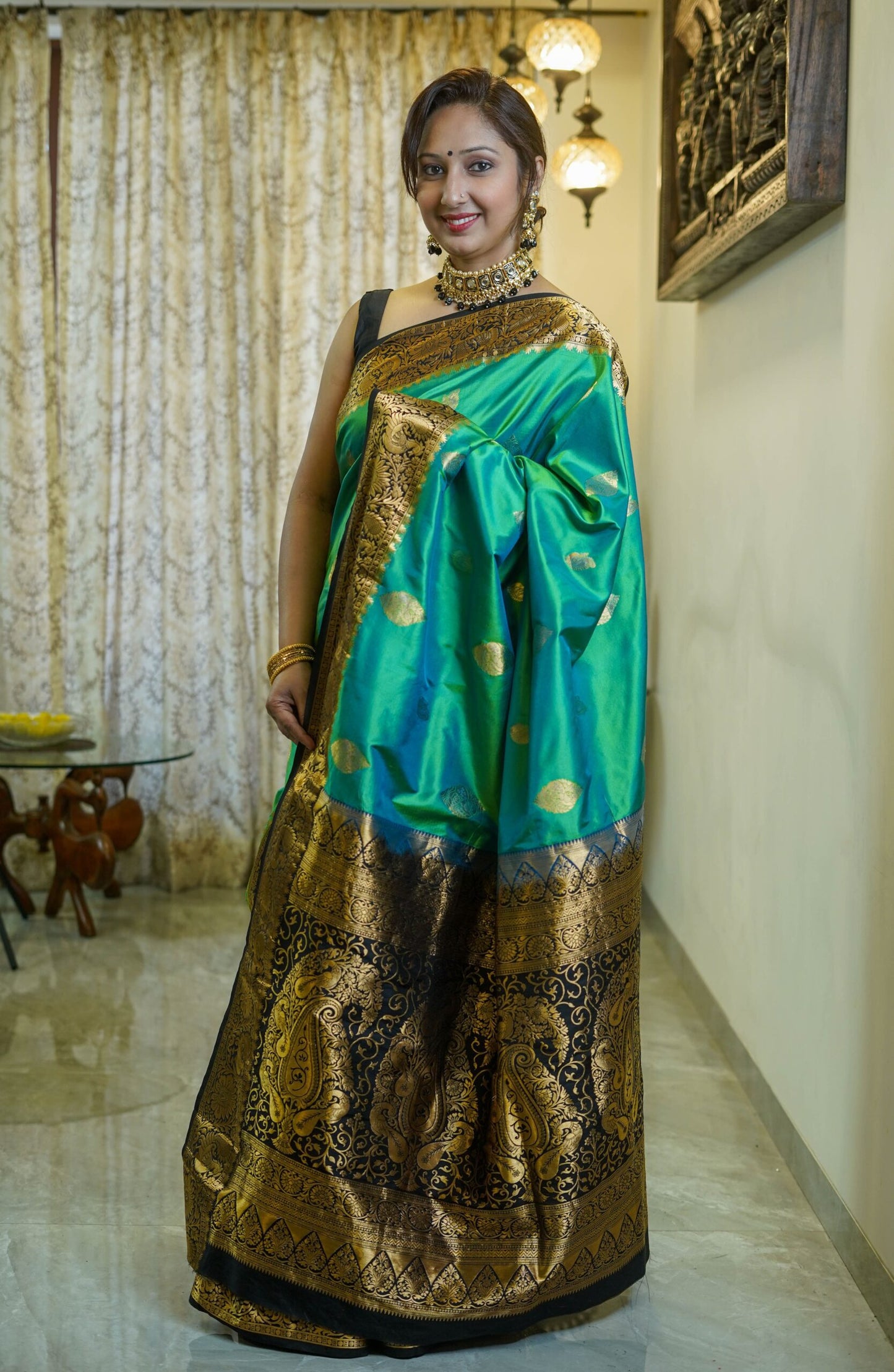 Ocean Blue Gajalakshmi Saree