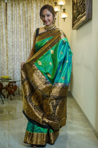 Ocean Blue Gajalakshmi Saree