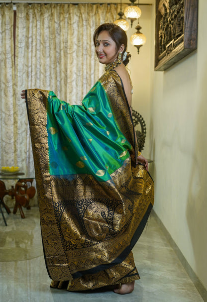 Ocean Blue Gajalakshmi Saree