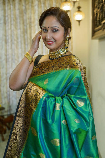 Ocean Blue Gajalakshmi Saree