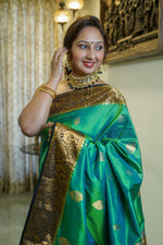 Load image into Gallery viewer, Ocean Blue Gajalakshmi Saree
