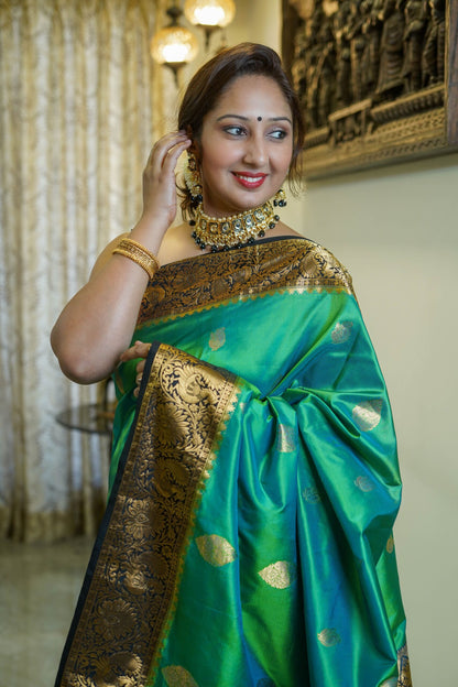 Ocean Blue Gajalakshmi Saree