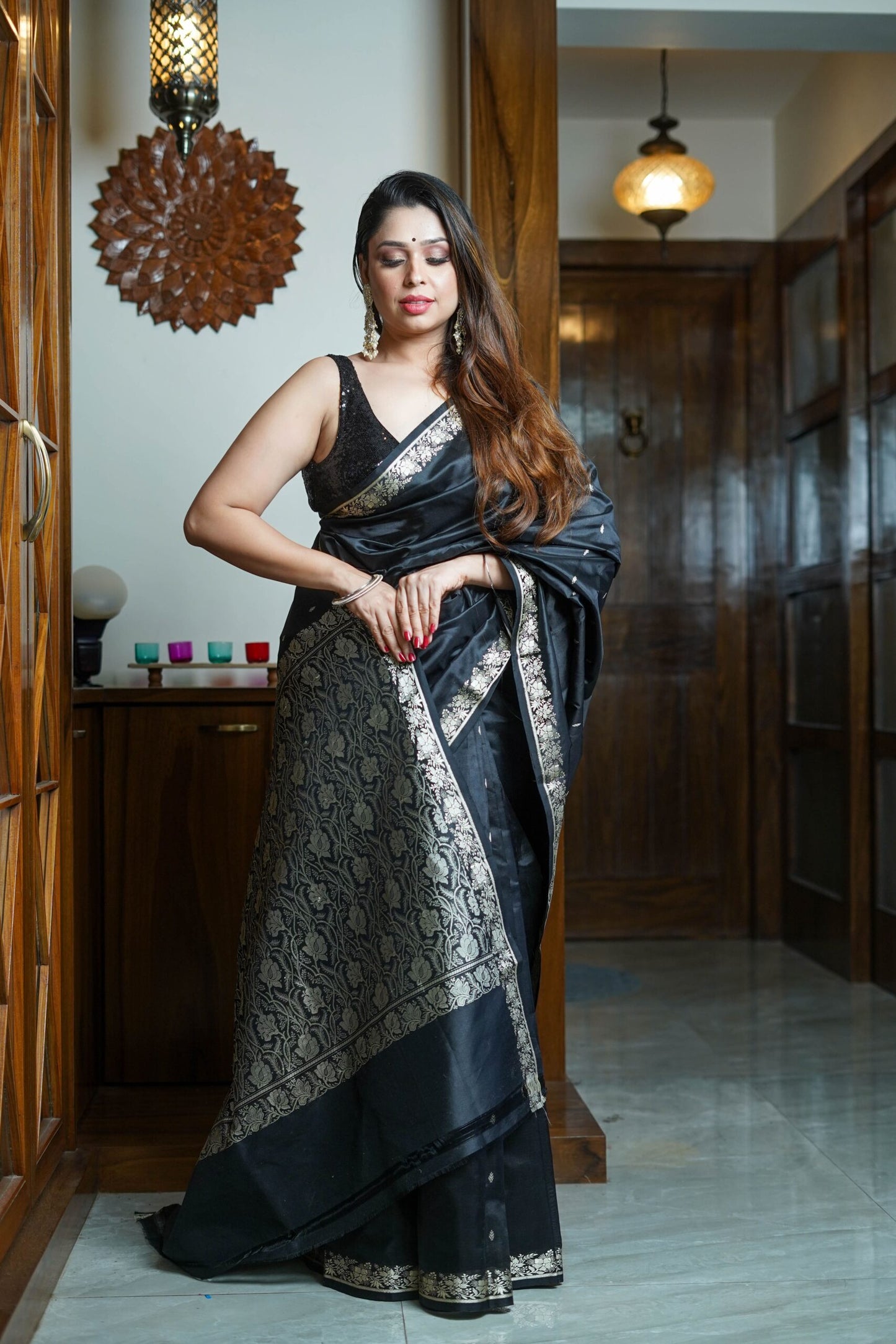 Black Vishnupuri Silk Saree