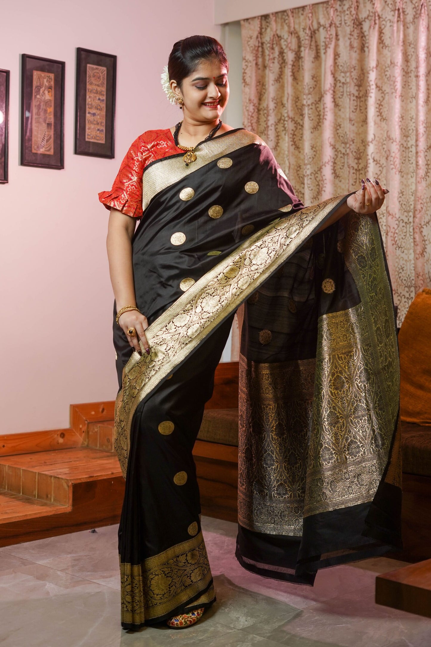 Black Pure Silk Saree