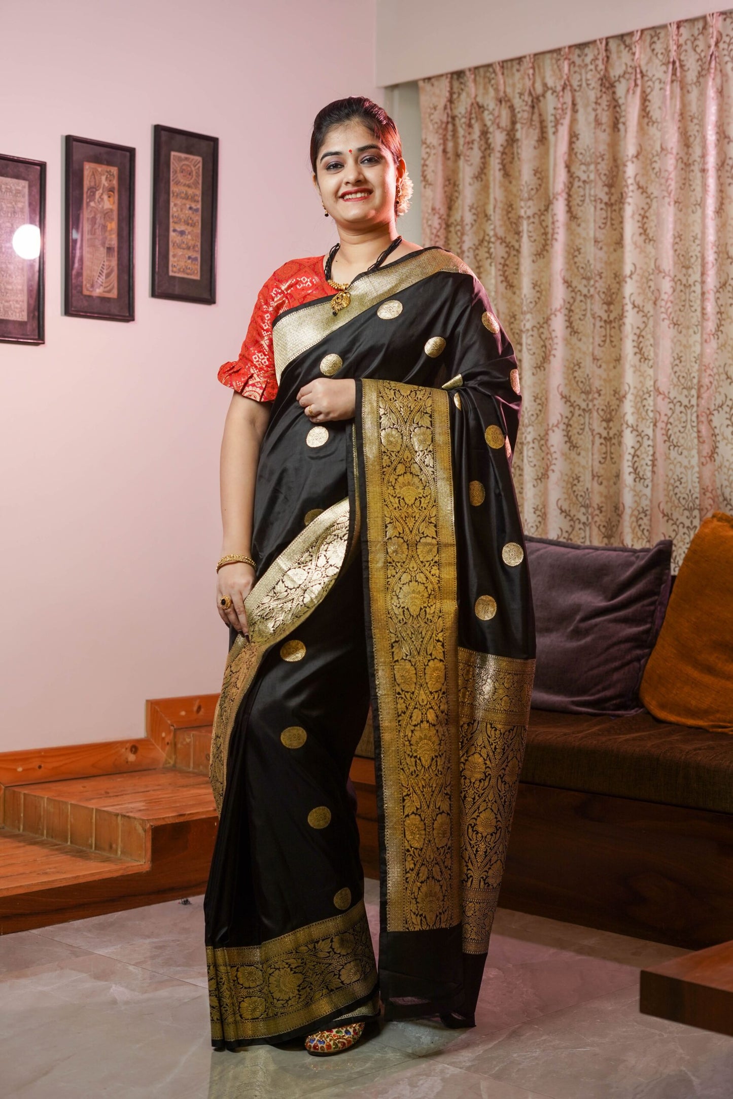 Black Pure Silk Saree