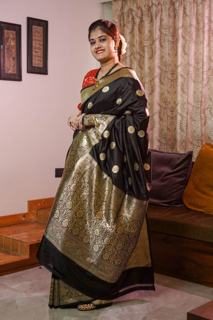 Black Pure Silk Saree