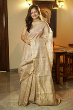 Load image into Gallery viewer, Beige Tussar Handwoven Saree
