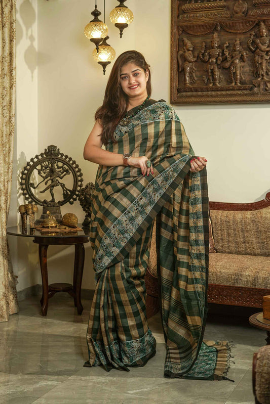 Green Tussar Saree