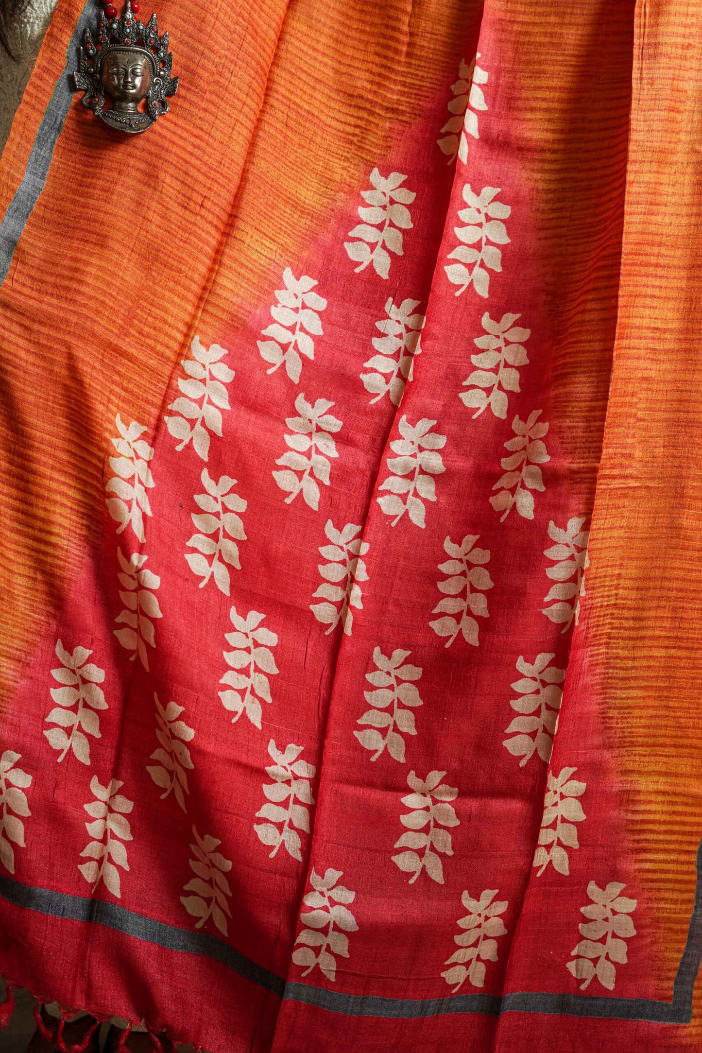 Saffron Tussar Silk Dupatta