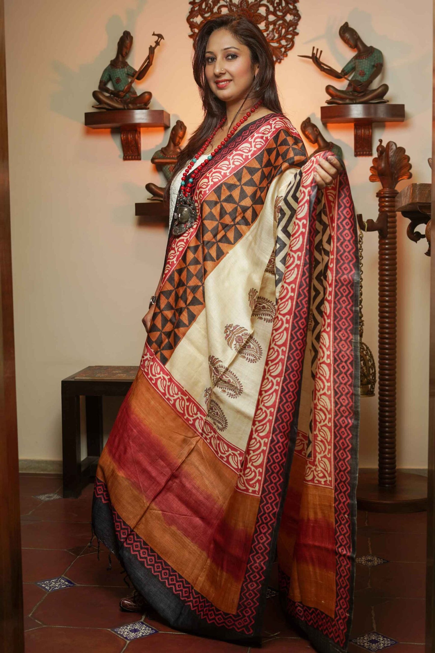 Geometrical Tussar Silk Dupatta