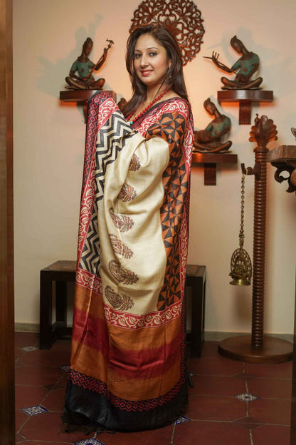 Geometrical Tussar Silk Dupatta