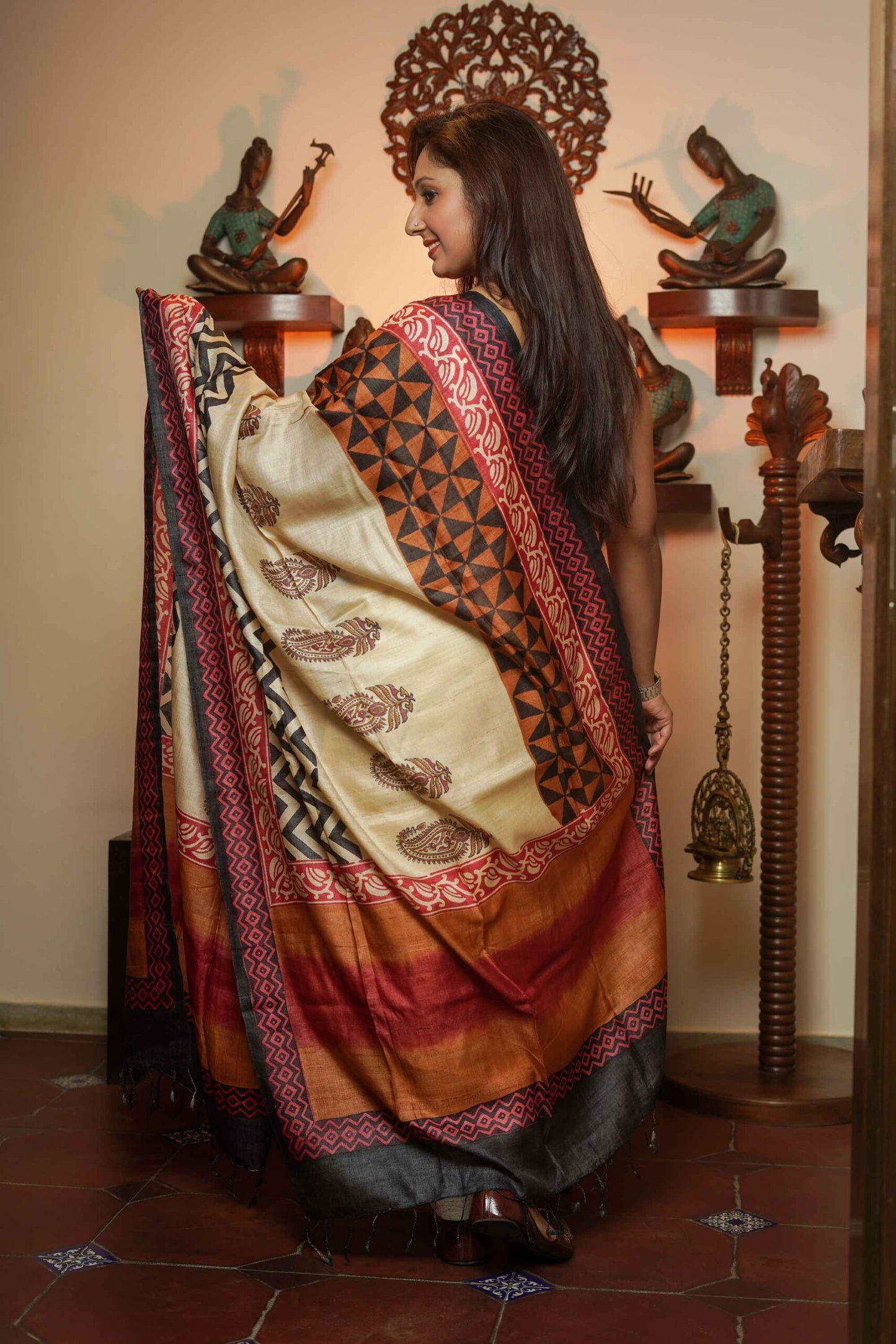 Geometrical Tussar Silk Dupatta