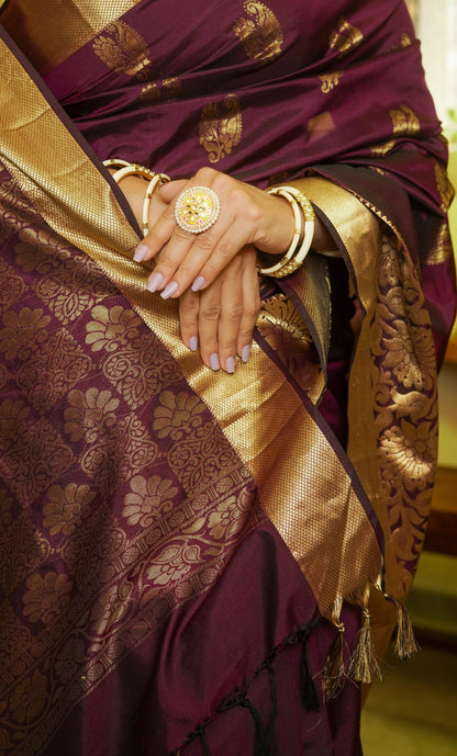 Magenta Gadwal Silk Saree