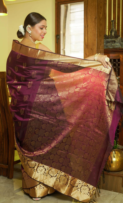 Magenta Gadwal Silk Saree