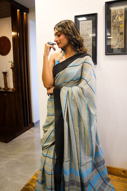 Grey Soft Cotton Saree