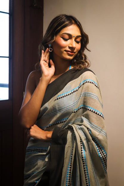 Grey Soft Cotton Saree