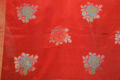 Saffron Organza Silk Saree