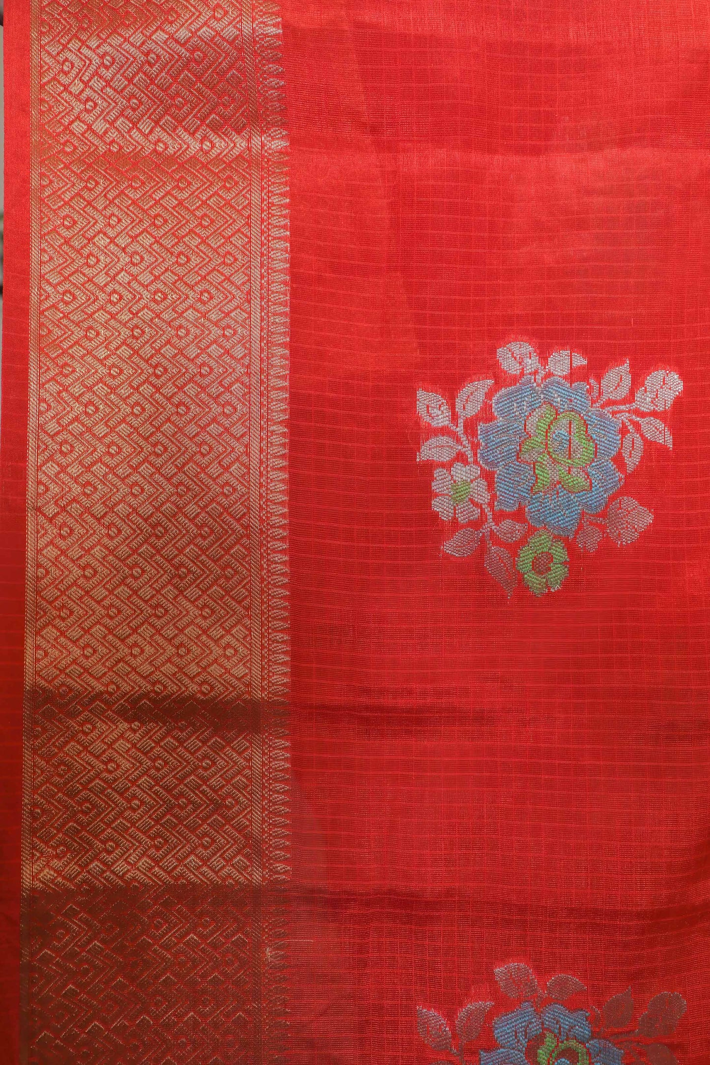 Saffron Organza Silk Saree