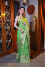 Load image into Gallery viewer, Pista Green Butti Georgette Saree
