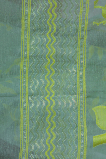 Greenish grey Dhakai Jamdani Saree