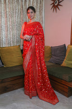 Load image into Gallery viewer, Red Kutchi Silk Bandhani Saree (Copy)
