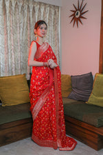 Load image into Gallery viewer, Red Kutchi Silk Bandhani Saree (Copy)
