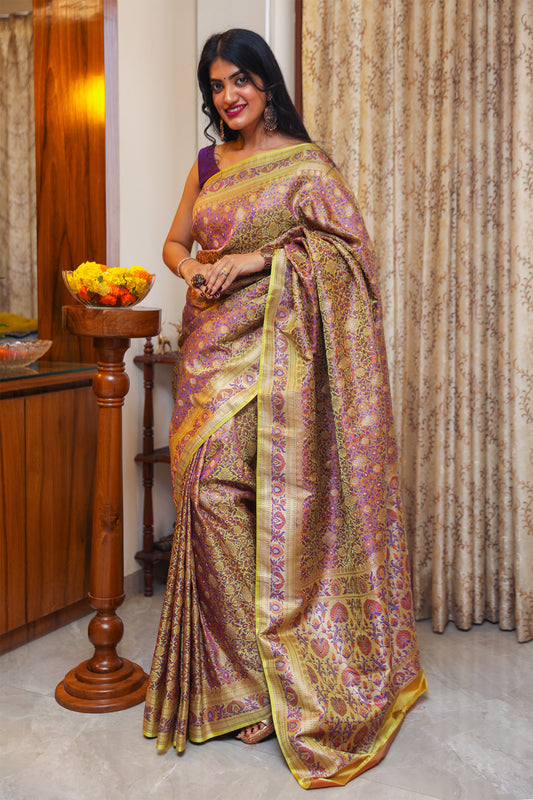 Purple Katan Satin Soft Silk Saree