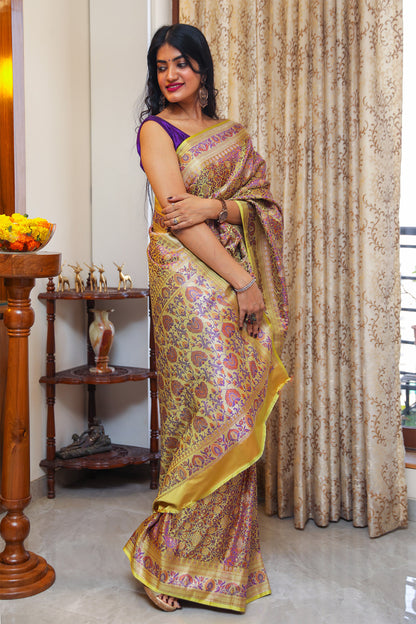 Purple Katan Satin Soft Silk Saree