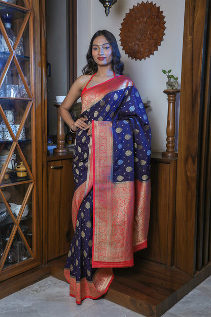 Blue Georgette Zari Saree