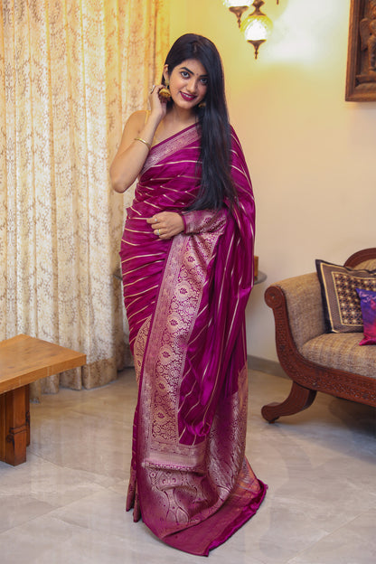 Deep Wine Satin Silk Saree