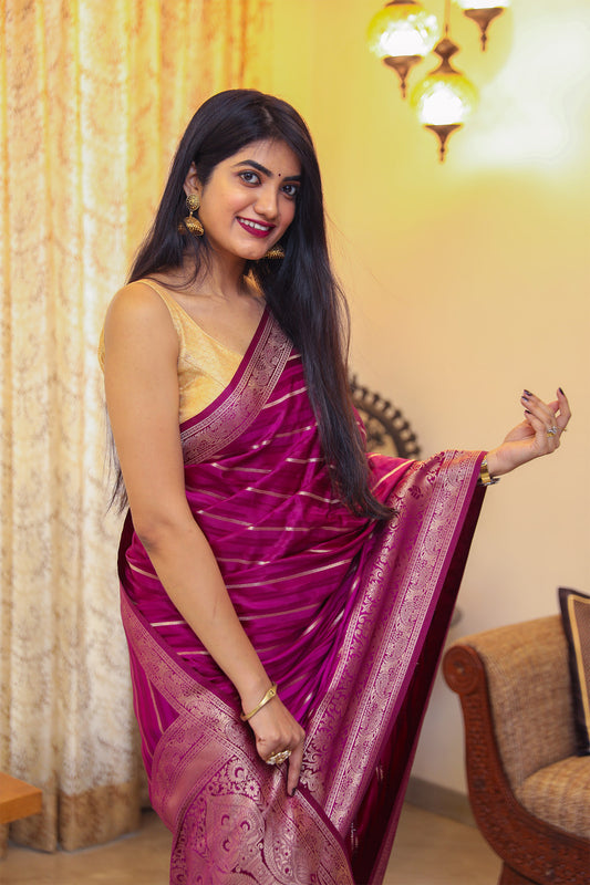 Deep Wine Satin Silk Saree