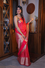 Load image into Gallery viewer, Peach Pink Butti Georgette Saree
