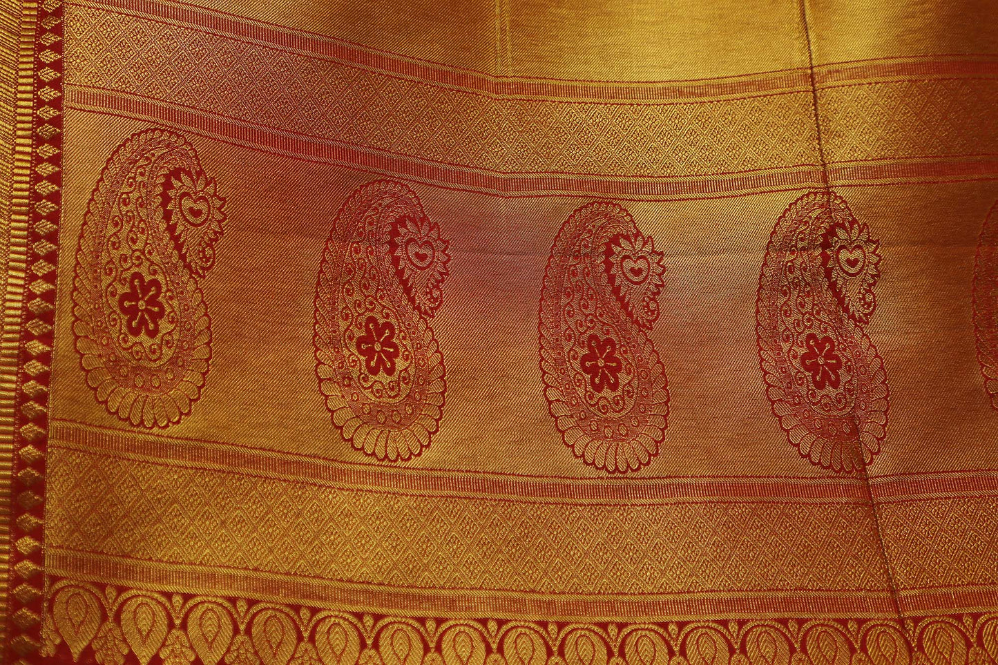 Red Brocade Eri Silk Saree