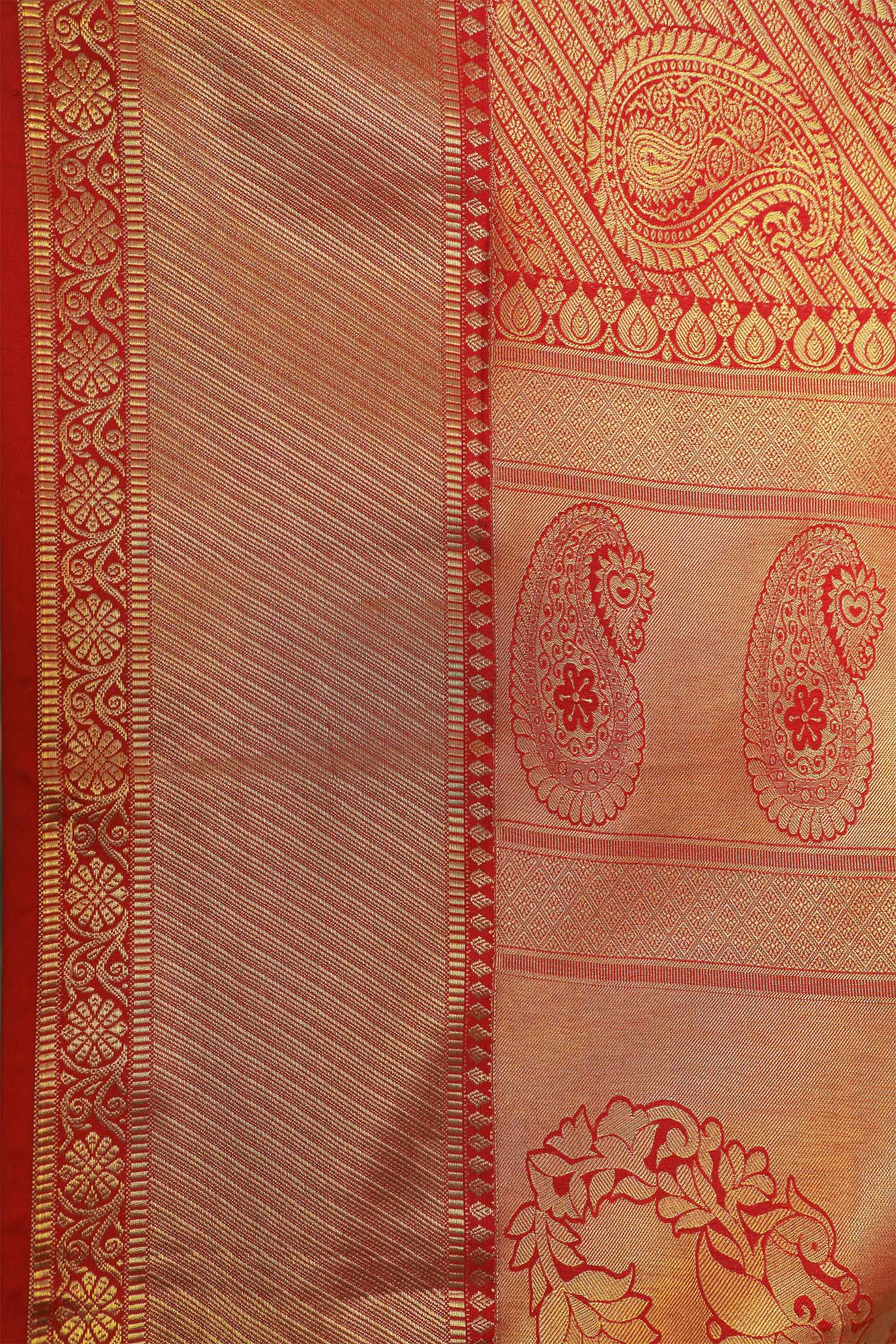 Red Brocade Eri Silk Saree