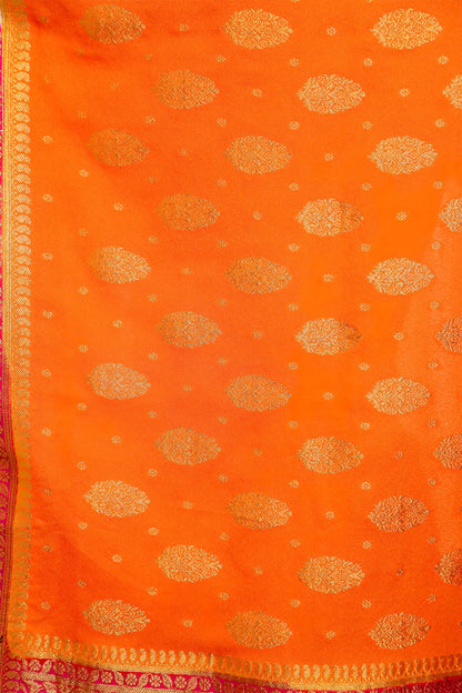 Saffron Georgette Zari Saree