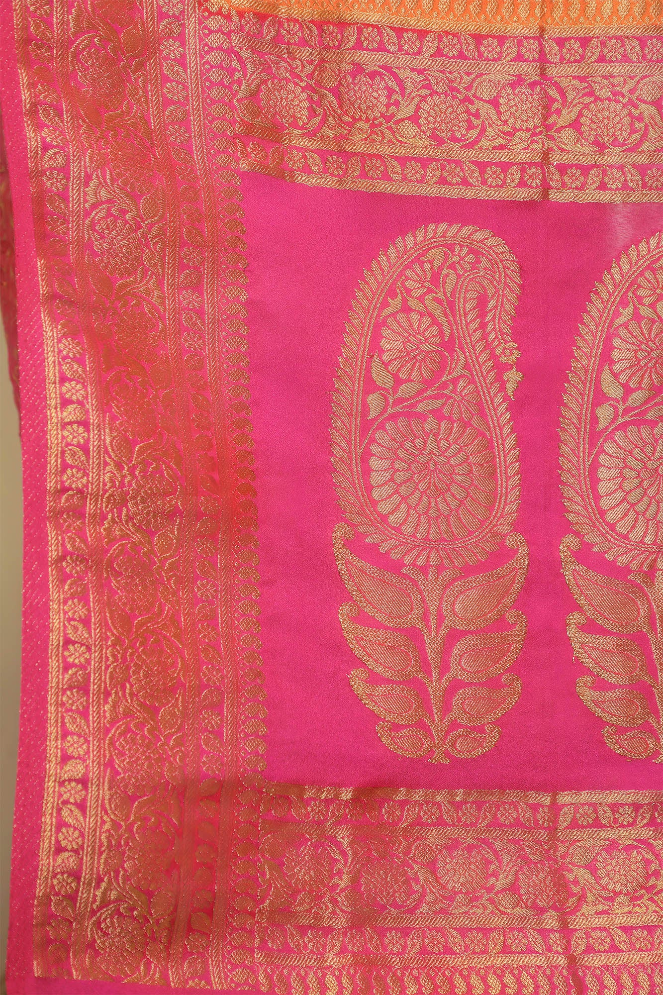 Saffron Georgette Zari Saree