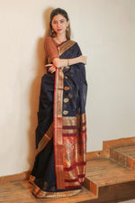 Load image into Gallery viewer, Blue and Maroon Peshwai Saree
