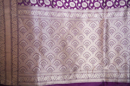 Purple Banarasi Katan Silk Saree with Jangla Pattern