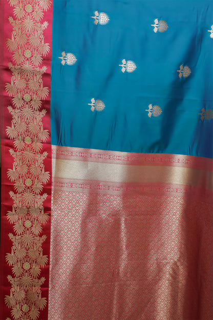 Blue and Pink Mulberry Silk Saree