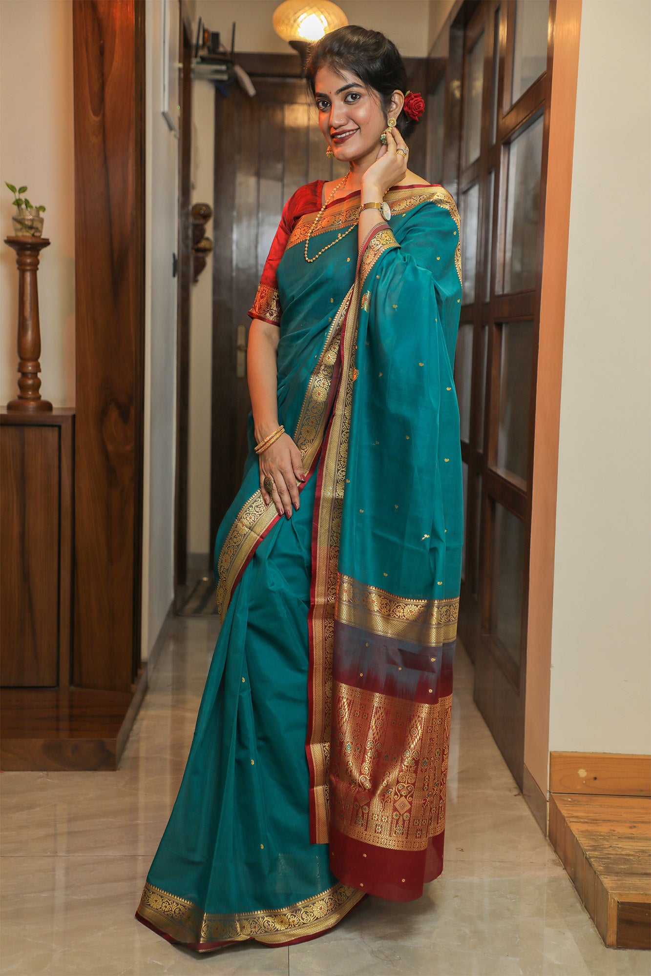 Sea Green Peshwai Saree