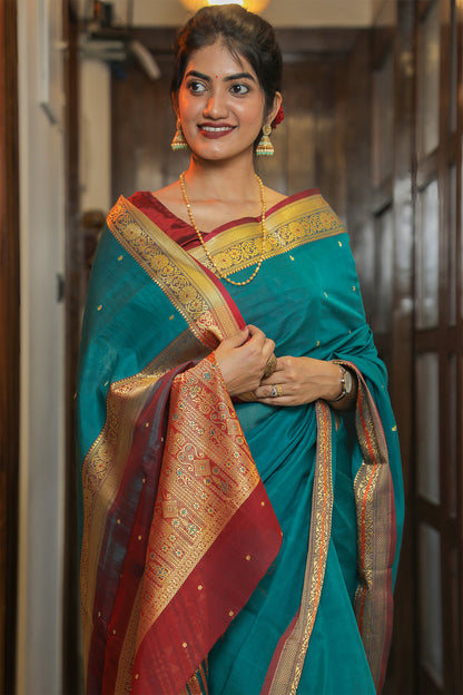 Sea Green Peshwai Saree