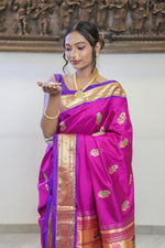 Load image into Gallery viewer, Deep Magenta &amp; Purple Eri Silk Paithani Saree
