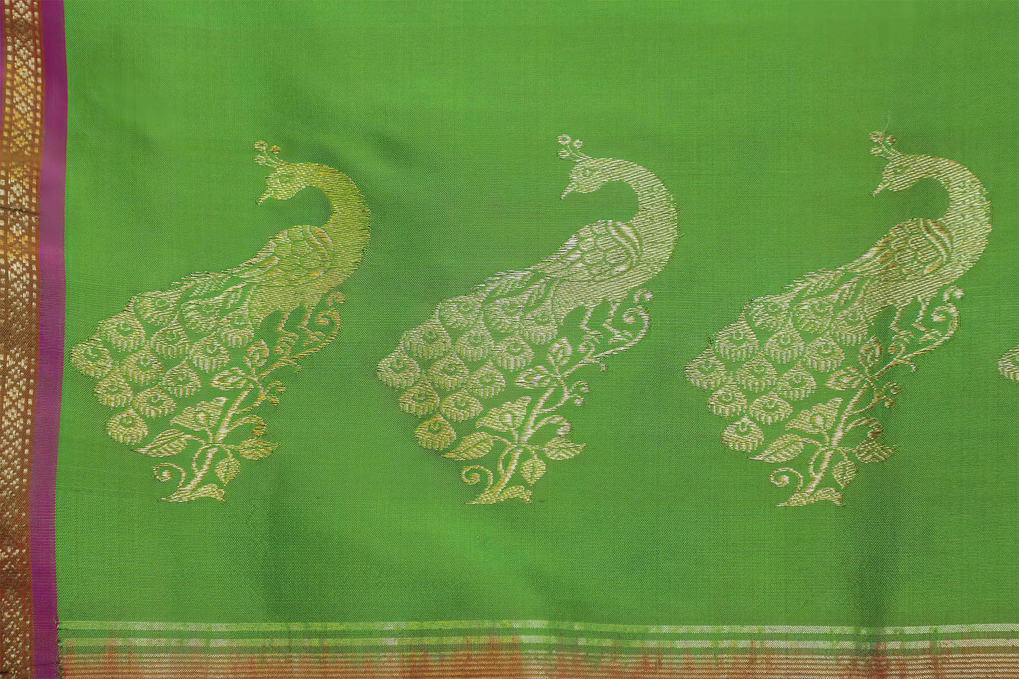 Parrot Green & Lavender Eri Silk Paithani Saree