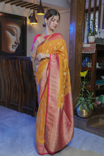 Load image into Gallery viewer, Yellow Georgette Zari Saree
